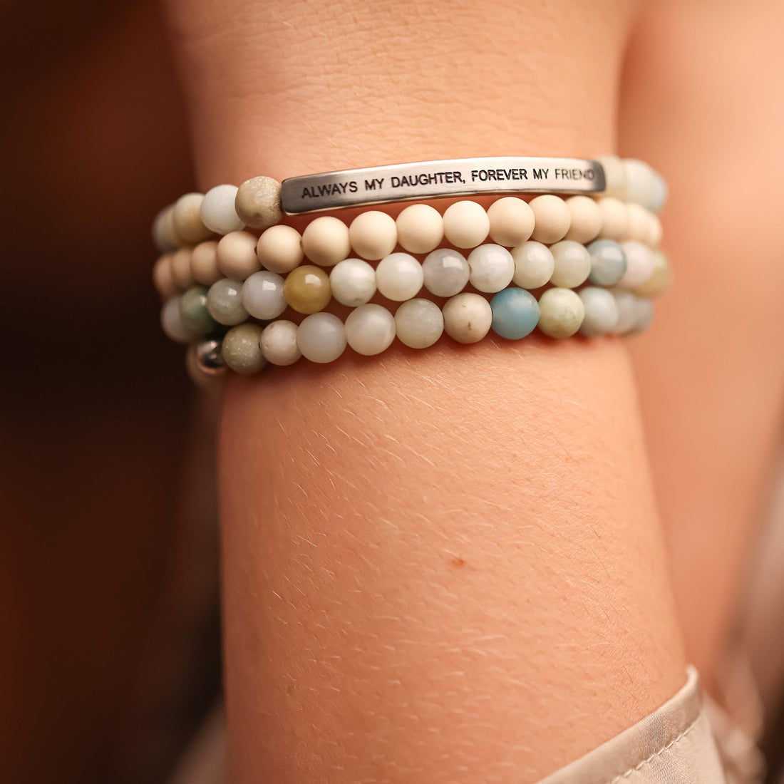 ALWAYS MY DAUGHTER 4 BRACELET GIFT SET - AMAZONITE - Inspiration Co.