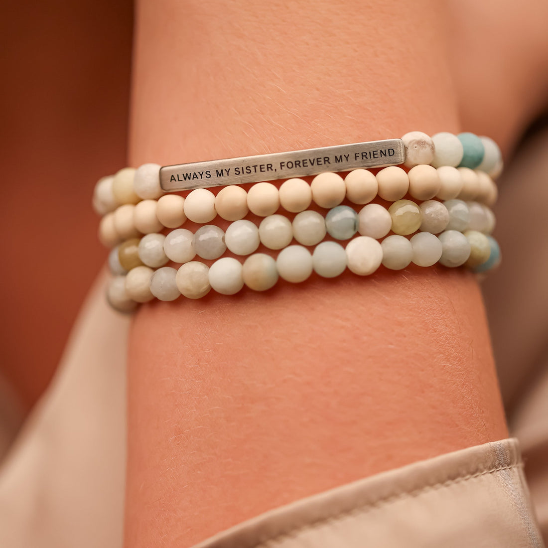 ALWAYS MY SISTER 4 BRACELET GIFT SET - AMAZONITE - Inspiration Co.